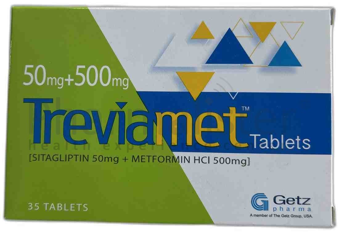 Treviamet 50mg + 500mg Tablet - Sitagliptin 50mg + Metformin 500mg - 35 Tablets